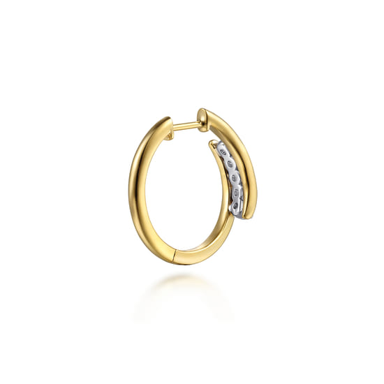 14K White & Yellow Gold Diamond Intricate Hoop Earrings angle 2