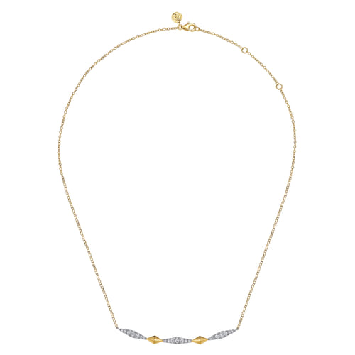 14K White & Yellow Gold Diamond Kite Bar Necklace