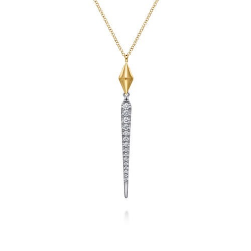 14K White & Yellow Gold Diamond Kite Drop Necklace