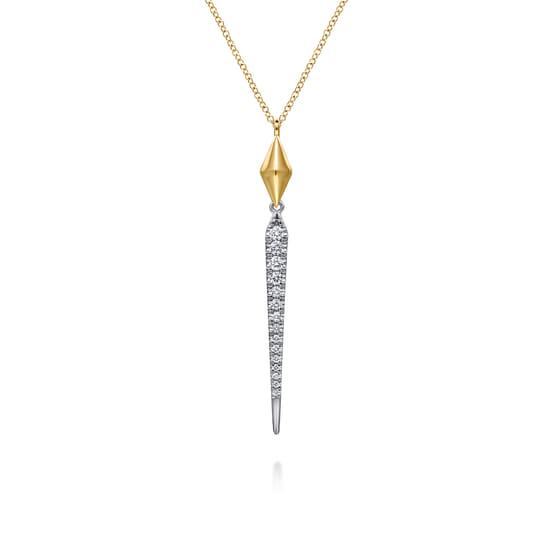 14K White & Yellow Gold Diamond Kite Drop Necklace