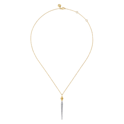 14K White & Yellow Gold Diamond Kite Drop Necklace