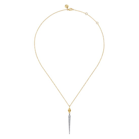 14K White & Yellow Gold Diamond Kite Drop Necklace angle 2