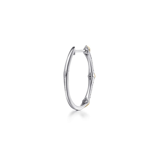 14K White & Yellow Gold Diamond Kite Intricate Hoop Earrings