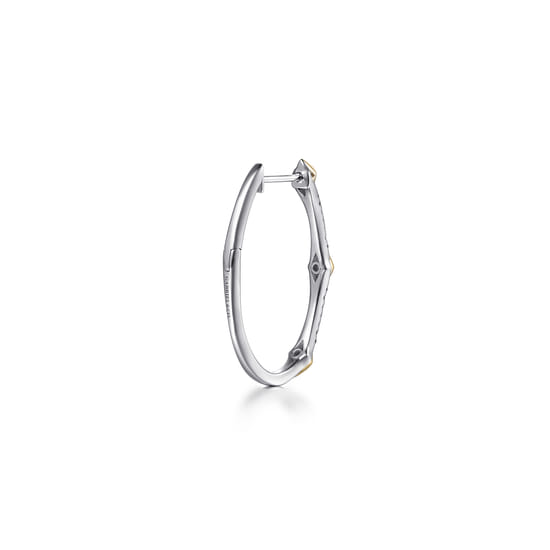 14K White & Yellow Gold Diamond Kite Intricate Hoop Earrings angle 2