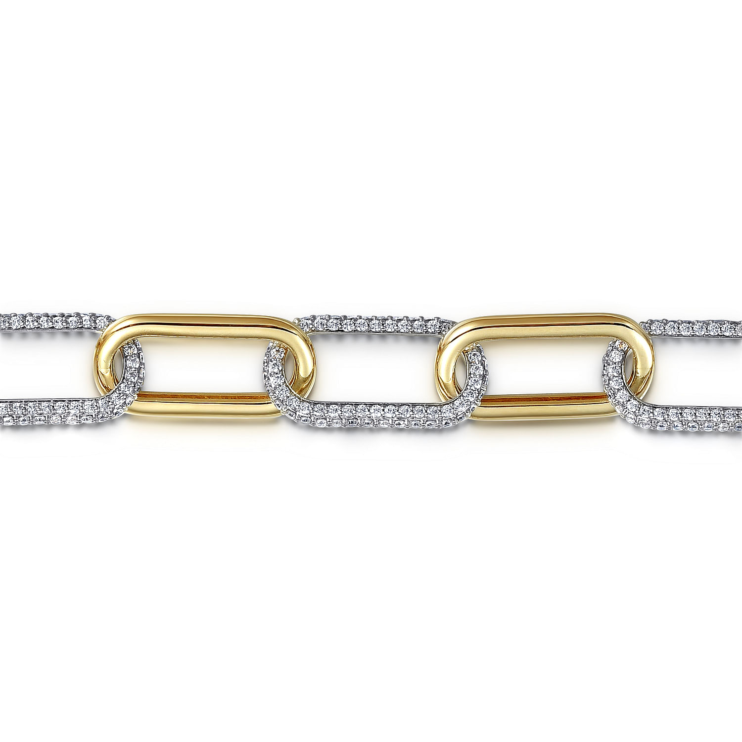 14K White & Yellow Gold Diamond Link Chain Bracelet