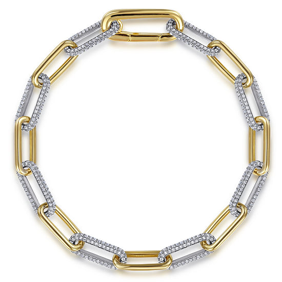 Gabriel - 14K White & Yellow Gold Diamond Link Chain Bracelet