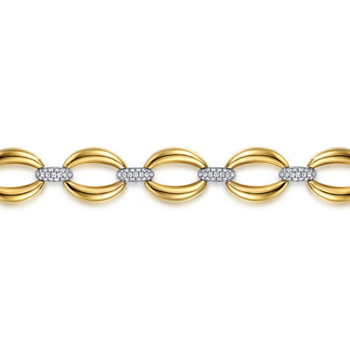 14K White & Yellow Gold Diamond Link Chain Bracelet