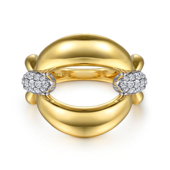 Gabriel - 14K White & Yellow Gold Diamond Link Chain Ring