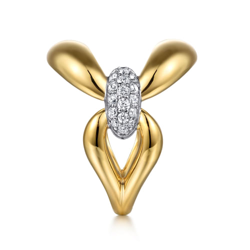 14K White & Yellow Gold Diamond Link Chain Ring