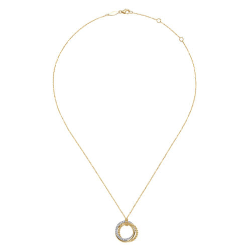 14K White & Yellow Gold Diamond Pendant Necklace-Bujukan