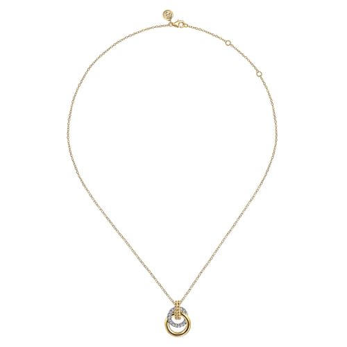 14K White & Yellow Gold Diamond Pendant Necklace-Bujukan