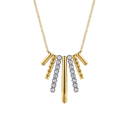 14K White & Yellow Gold Diamond Pendant Necklace