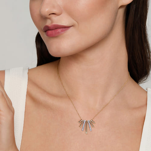 14K White & Yellow Gold Diamond Pendant Necklace