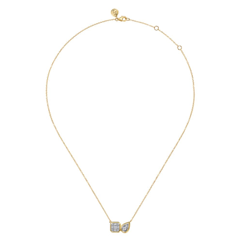 14K White & Yellow Gold Diamond Pendant Necklace