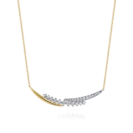 Gabriel - 14K White & Yellow Gold Diamond Spike Bar Necklace