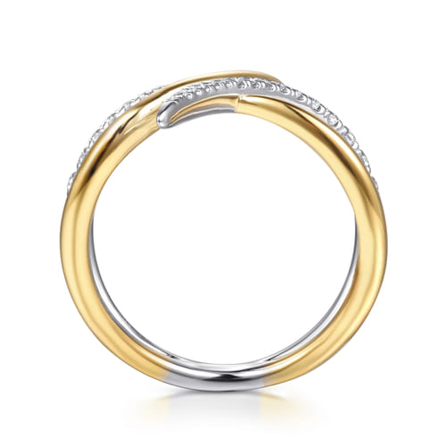 14K White & Yellow Gold Diamond Spike Bypass Ring