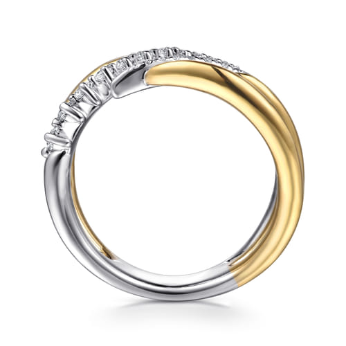 14K White & Yellow Gold Diamond Spike Bypass Ring