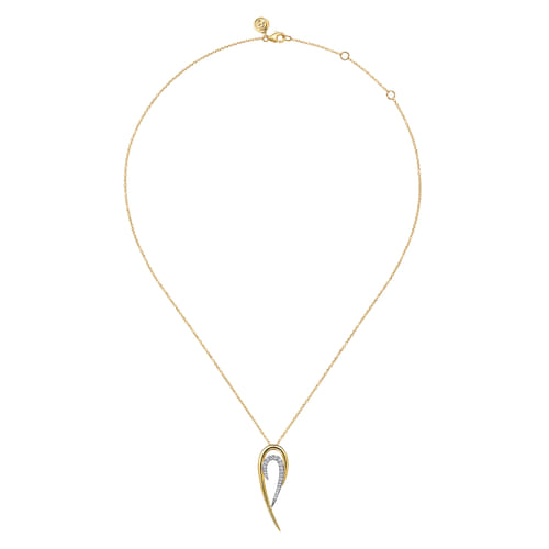 14K White & Yellow Gold Diamond Spike Drop Necklace