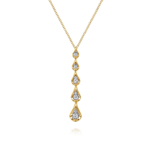 14K White & Yellow Gold Diamond Stackable Drop Necklace