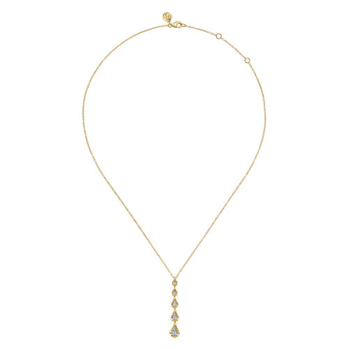 14K White & Yellow Gold Diamond Stackable Drop Necklace