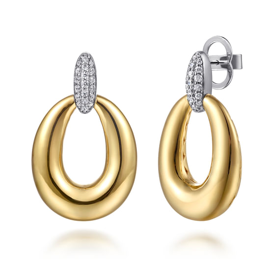 Gabriel - 14K White & Yellow Gold Diamond Stud Drop Earrings