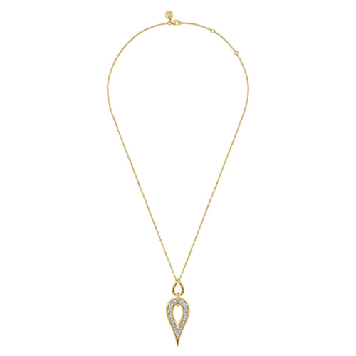 14K White & Yellow Gold Diamond Teardrop Necklace