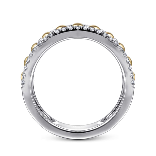 14K White & Yellow Gold Diamond Wide Band Ring-Bujukan