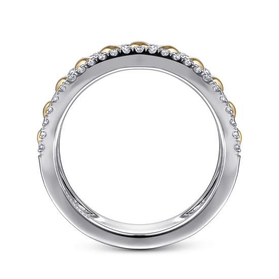 14K White & Yellow Gold Diamond Wide Band Ring-Bujukan angle 2