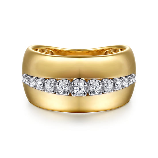 Gabriel - 14K White & Yellow Gold Diamond Wide Band Ring