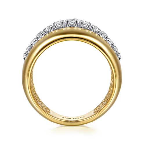 14K White & Yellow Gold Diamond Wide Band Ring