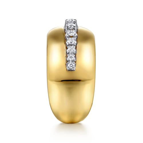 14K White & Yellow Gold Diamond Wide Band Ring