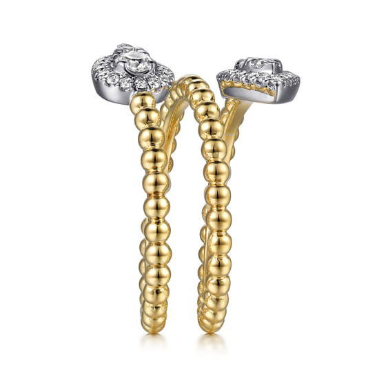 14K White & Yellow Gold Diamond Wrap Ring-Bujukan  angle 4