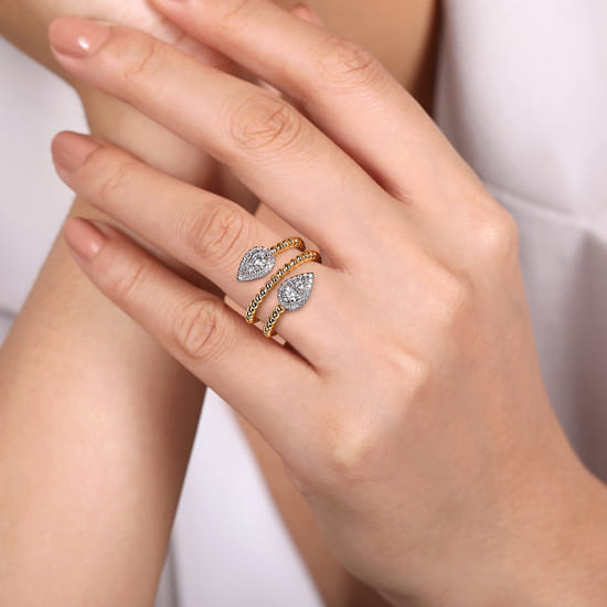 14K White & Yellow Gold Diamond Wrap Ring-Bujukan  angle 5