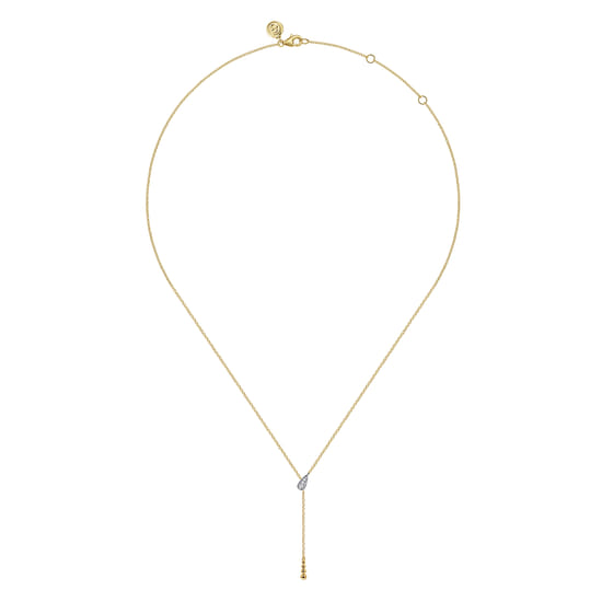 14K White & Yellow Gold Diamond Y Necklace-Bujukan angle 2