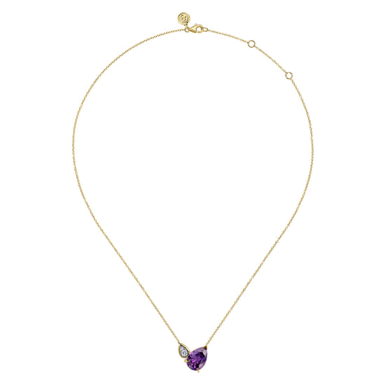 14K White & Yellow Gold Diamond and Amethyst Pendant Necklace angle 2