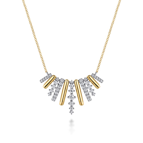 14K White & Yellow Gold Graduating Diamond Pendant Necklace
