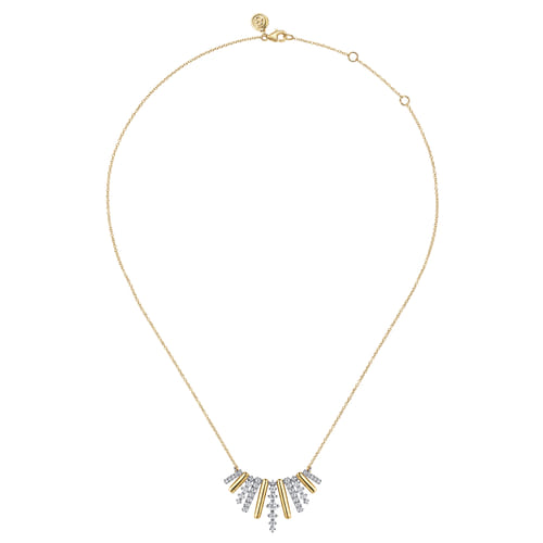 14K White & Yellow Gold Graduating Diamond Pendant Necklace