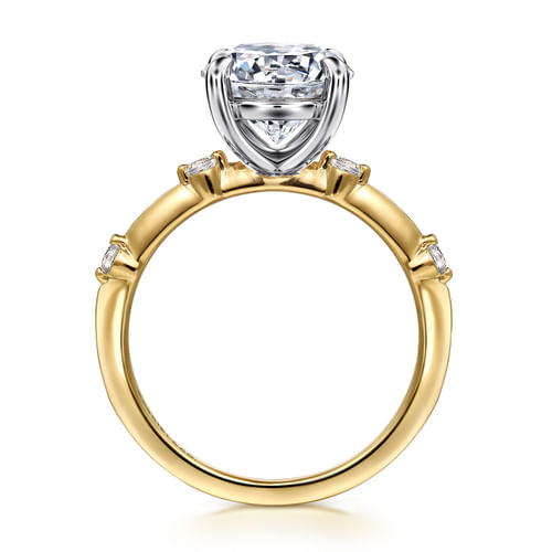 14K White -Yellow Gold Round Diamond Engagement Ring