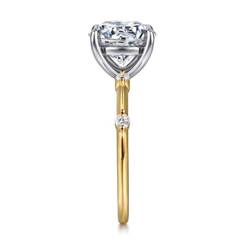 14K White -Yellow Gold Round Diamond Engagement Ring