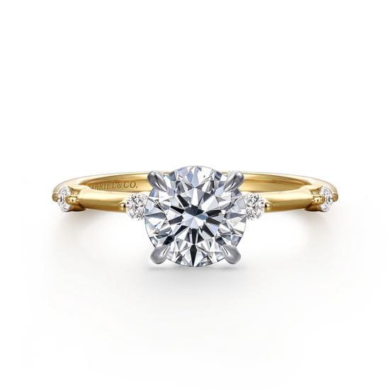 Gabriel - 14K White -Yellow Gold Round Diamond Engagement Ring