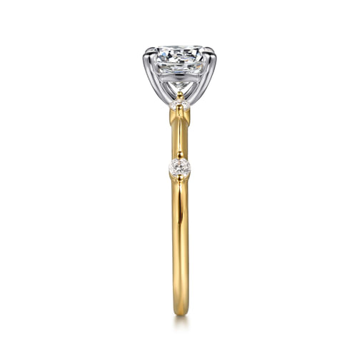 14K White -Yellow Gold Round Diamond Engagement Ring