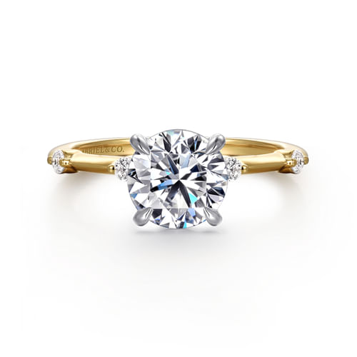 14K White -Yellow Gold Round Diamond Engagement Ring