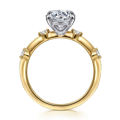 14K White -Yellow Gold Round Diamond Engagement Ring