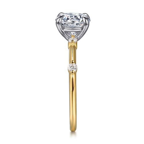 14K White -Yellow Gold Round Diamond Engagement Ring