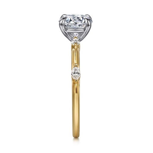 14K White -Yellow Gold Round Diamond Engagement Ring