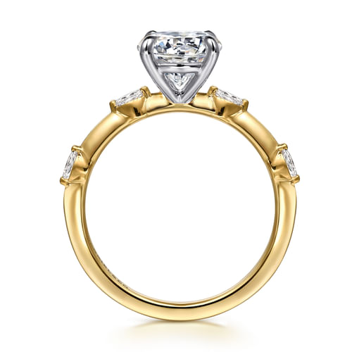 14K White -Yellow Gold Round Diamond Engagement Ring