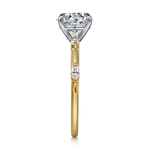 14K White -Yellow Gold Round Diamond Engagement Ring
