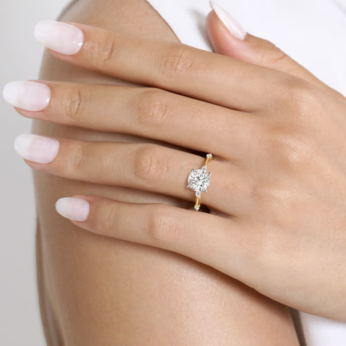 14K White -Yellow Gold Round Diamond Engagement Ring