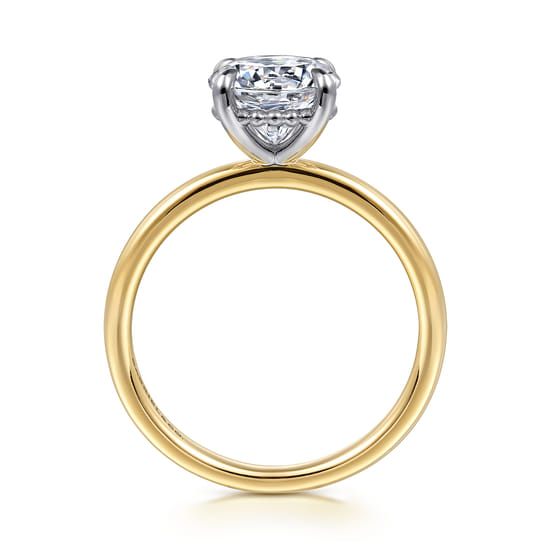 14K White & Yellow Gold Round Solitaire Engagement Ring angle 2