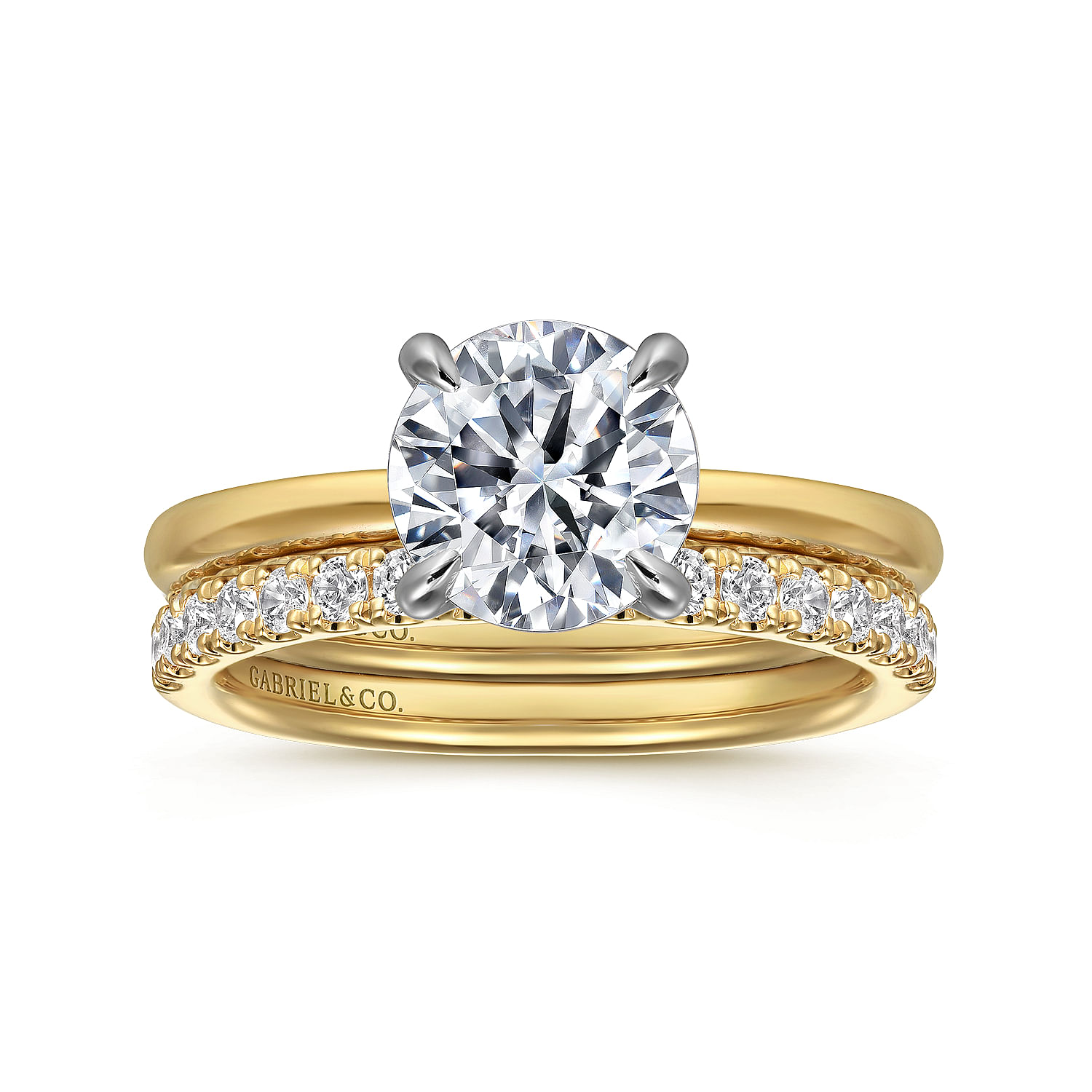 14K White & Yellow Gold Round Solitaire Engagement Ring